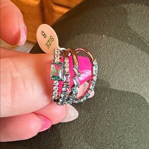 Elegant Silver and Blue Gemstone Ring Set